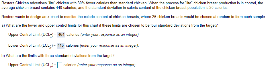 Lower Control Limit (LCL-x) = ??? calories