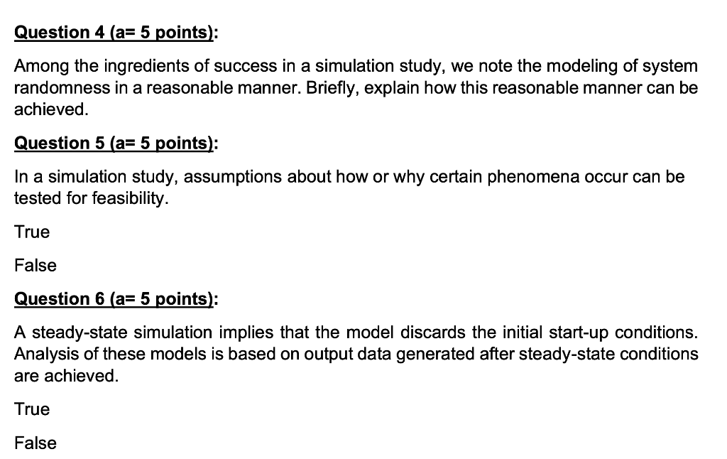 Simulation of industrial systems Question 4 (a= 5