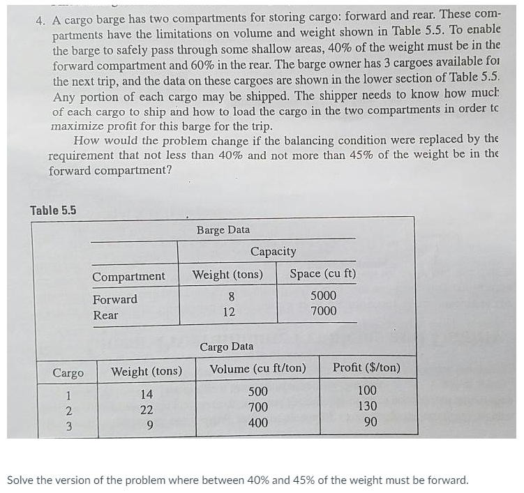Sensitivity in Linear Programming 4. A cargo