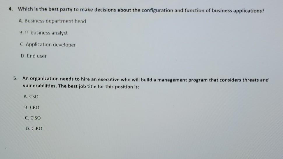4. Which is the best party to make decisions