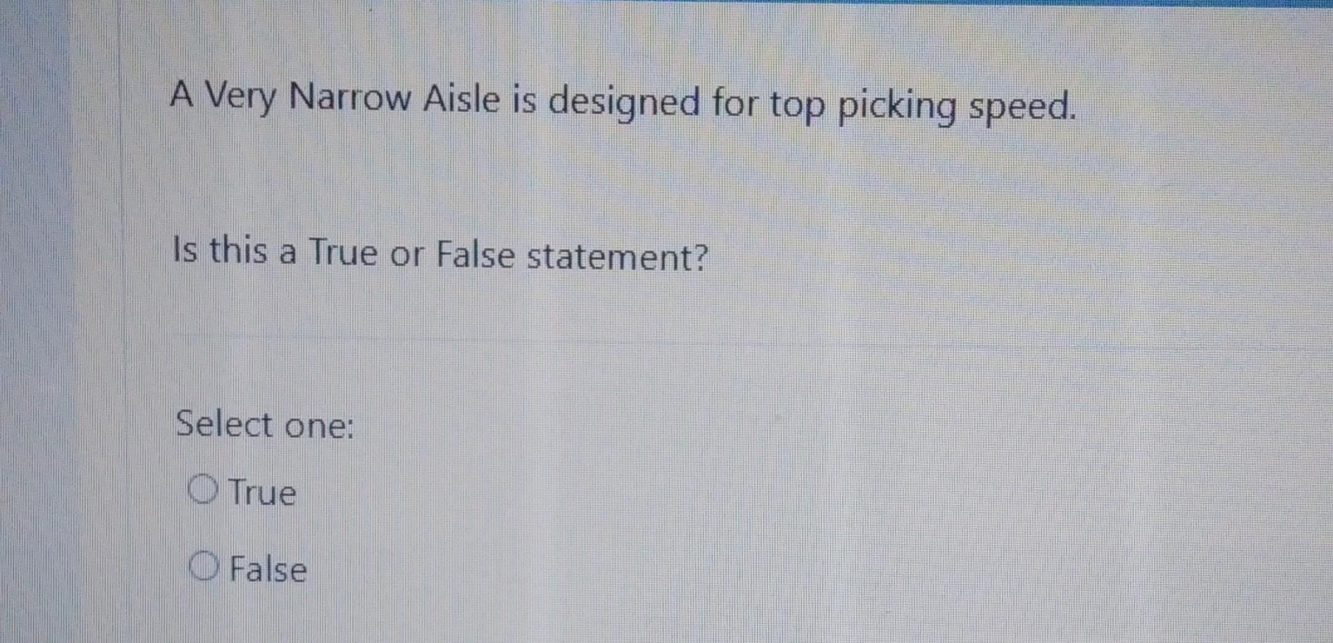A Very Narrow Aisle is designed for top picking