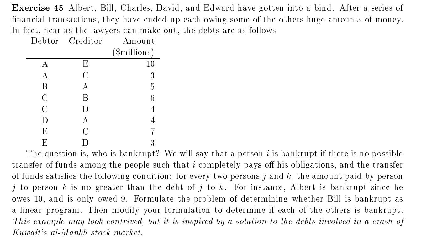 Exercise 45 Albert, Bill, Charles, David, and