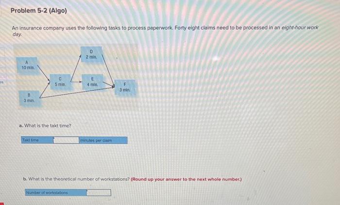 An insurance company uses the following tasks to
