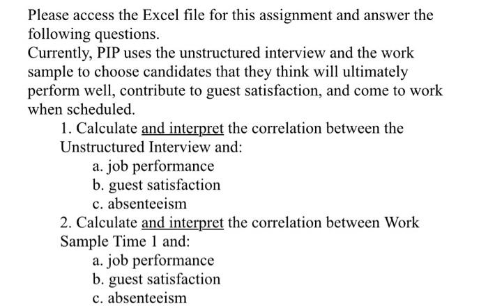 Please access the Excel file for this assignment