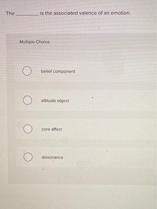 The is the associated valence of an emotion.