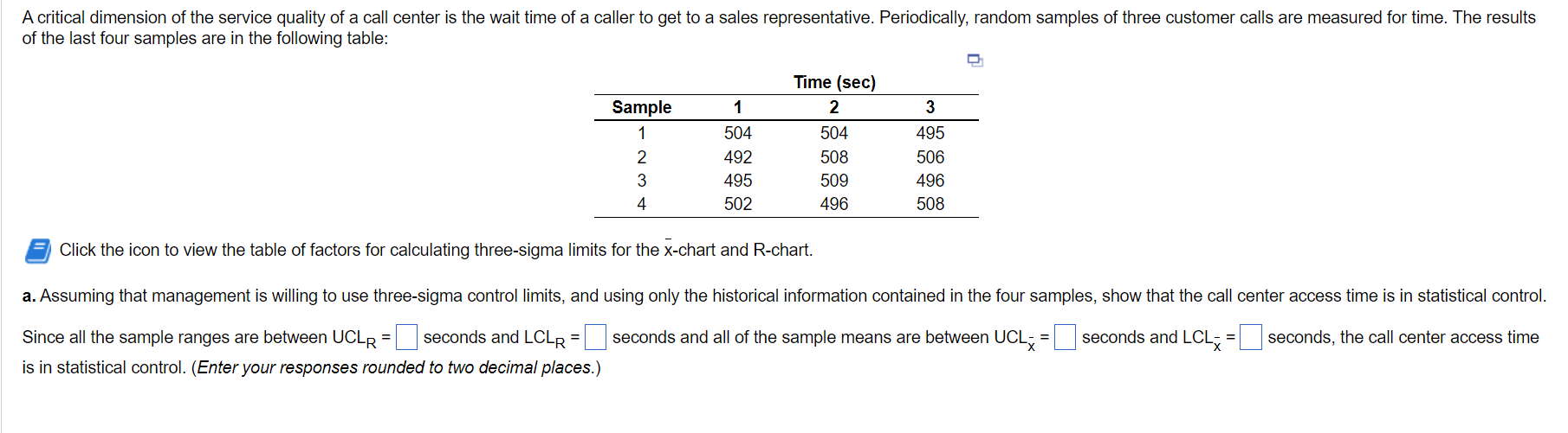 Click the icon to view the table of factors for