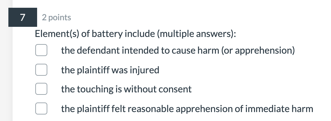 7 2 points Element(s) of battery include
