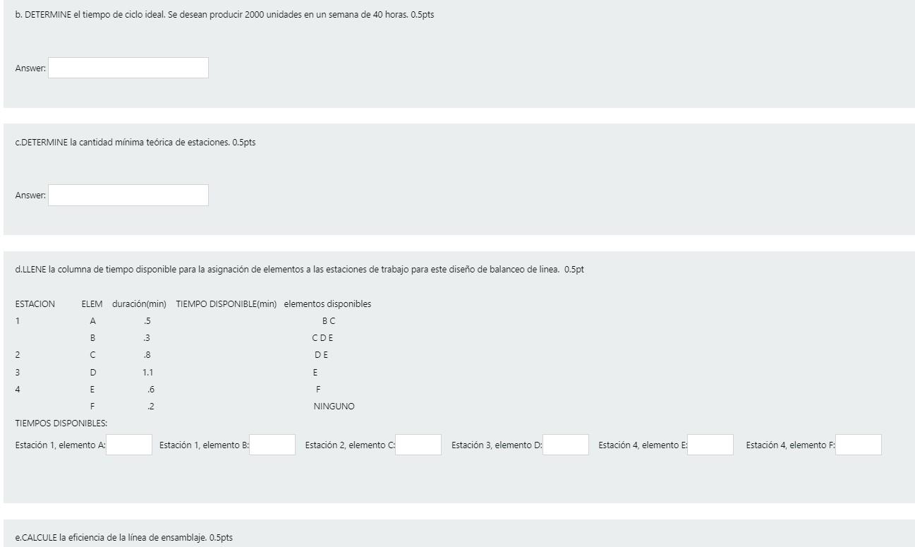 With the table answer from b-e. b)DETERMINE the