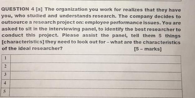 QUESTION 4 [a] The organization you work for
