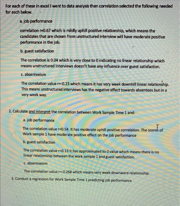 is work sample a statistically significant