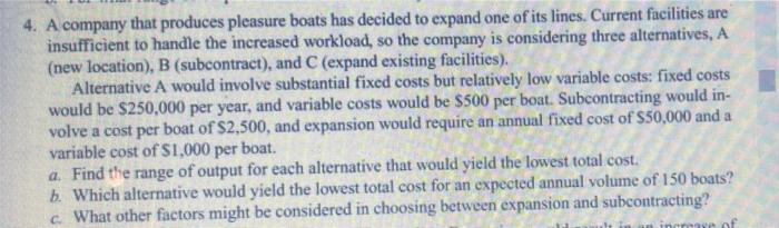 4. A company that produces pleasure boats has