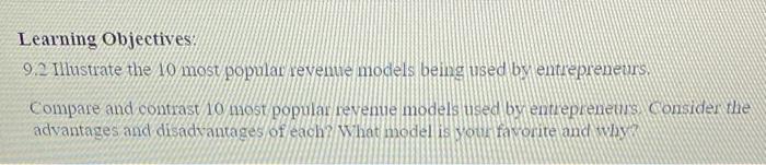 Learning Objectives: 9.2 Illustrate the 10 most