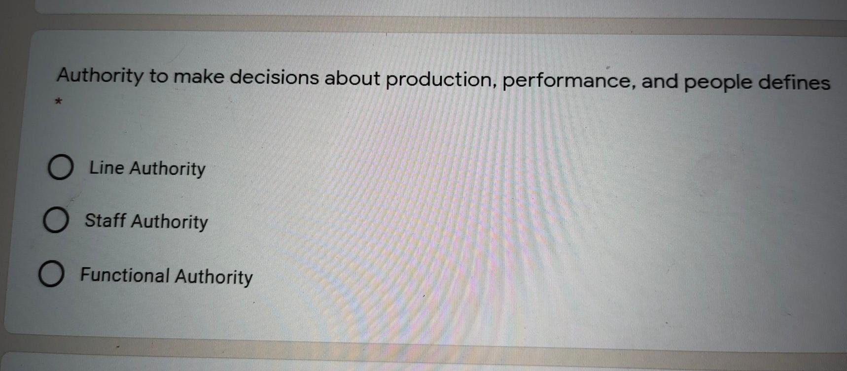 Authority to make decisions about production,