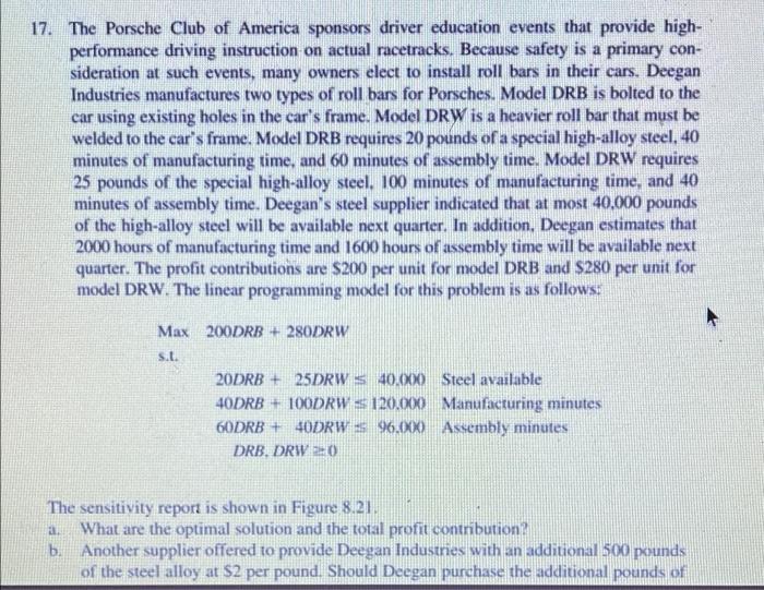 need new answer written text only 17. The Porsche