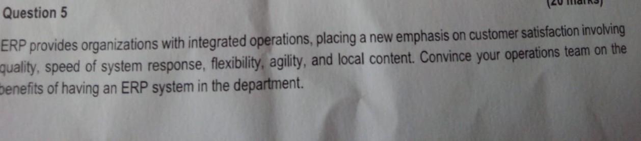 ERP provides organizations with integrated