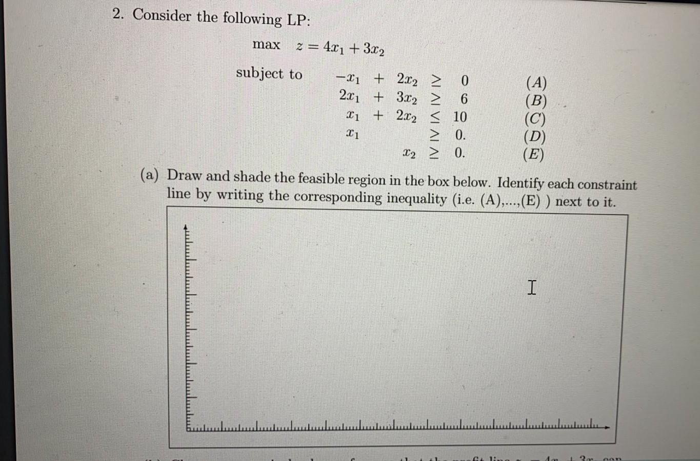 2. Consider the following LP: = 411 + 3.12 max