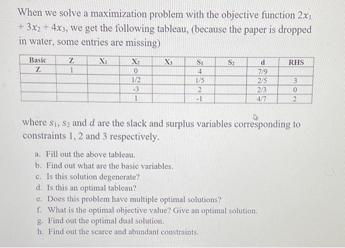 When we solve a maximization problem with the