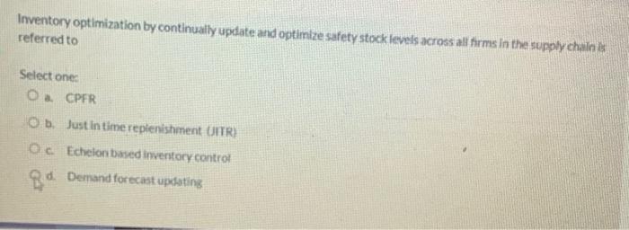 Inventory optimization by continually update and