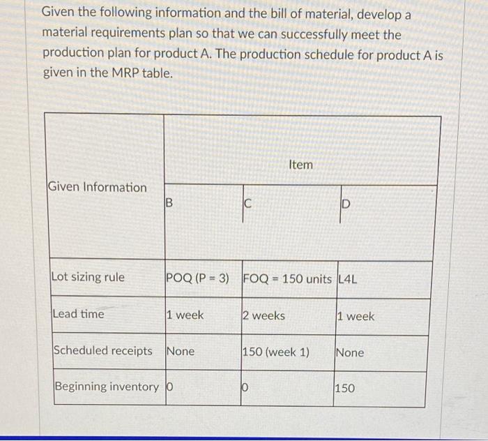 Q7 Q8 Q9 Given the following information and the