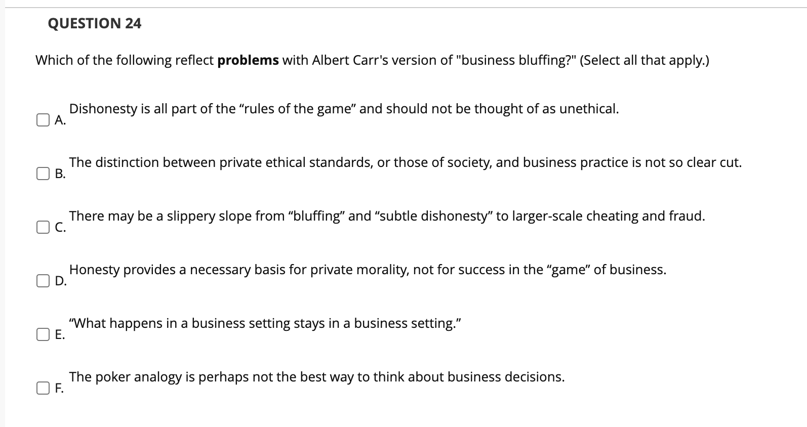 QUESTION 24 Which of the following reflect