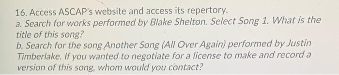 16. Access ASCAP's website and access its