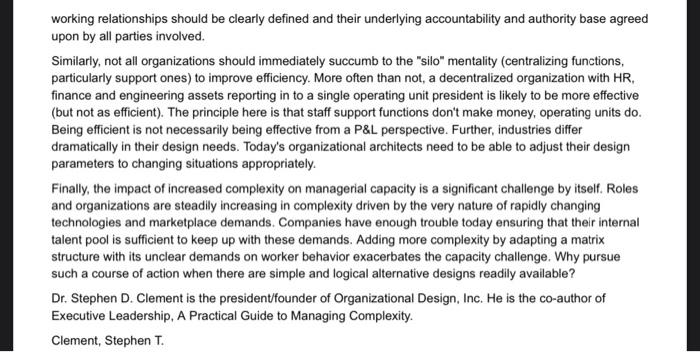 Questions 1. What is a matrix organization? Why