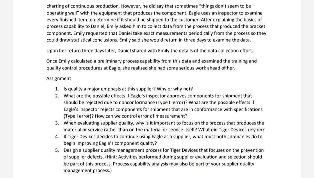 Managing Supplier Quality: Tiger Devices Emily