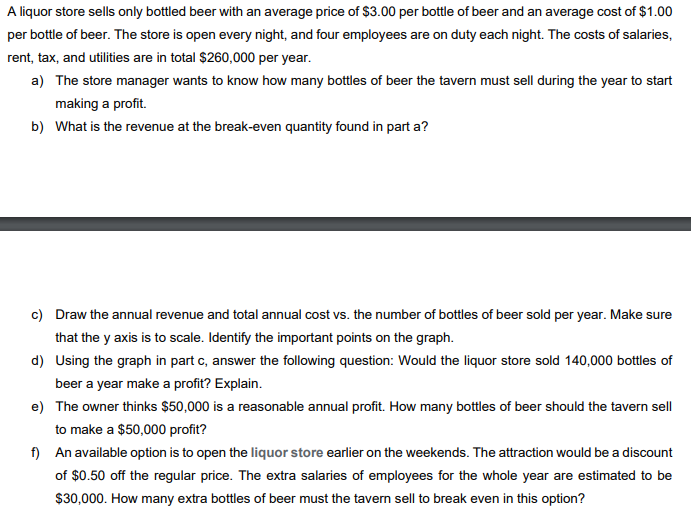 A liquor store sells only bottled beer with an