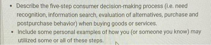 Describe the five-step consumer decision-making