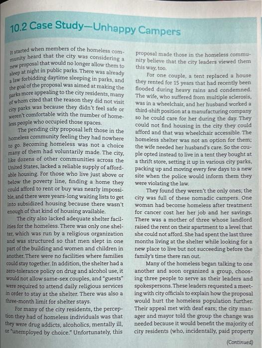 10.2 Case Study-Unhappy Campers Te started when