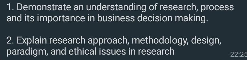 1. Demonstrate an understanding of research,