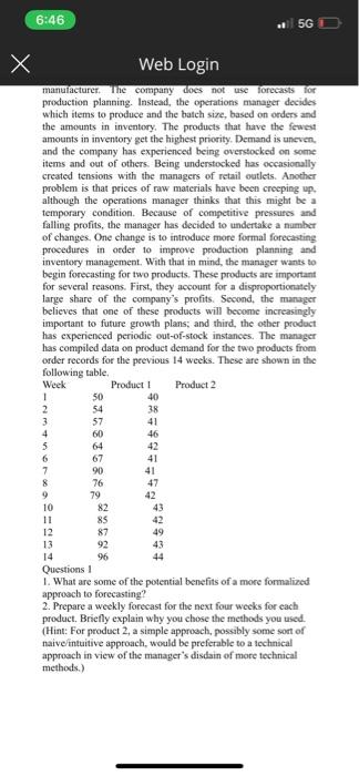 6:46 5G D X Web Login M&L Manufacturing makes
