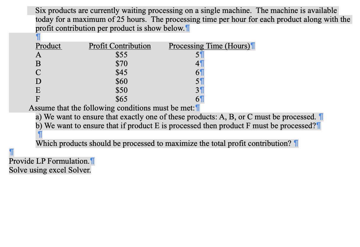 Six products are currently waiting processing on