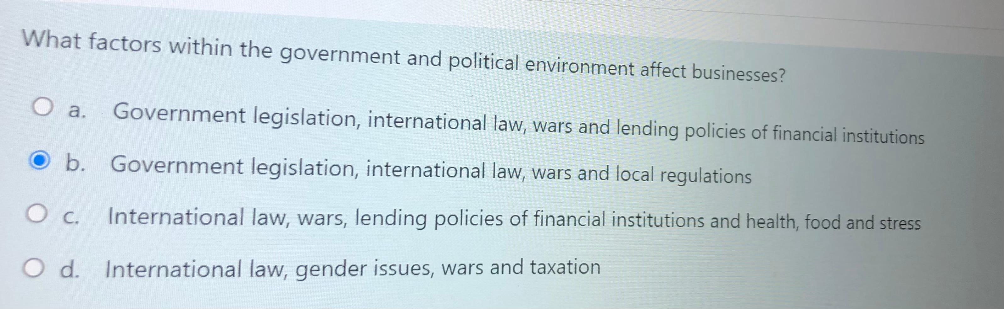 What factors within the government and political