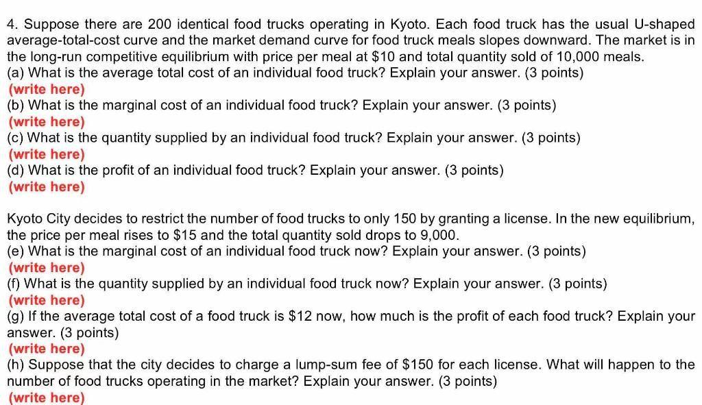 4. Suppose there are 200 identical food trucks
