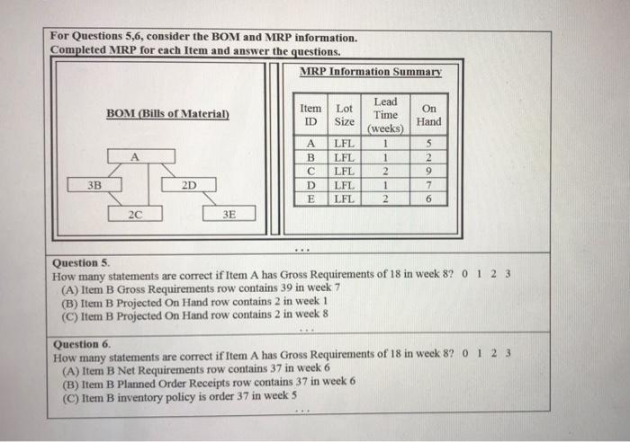 Need help with those please For Questions 5,6,