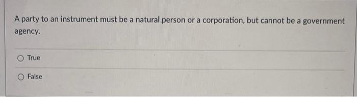 A party to an instrument must be a natural person