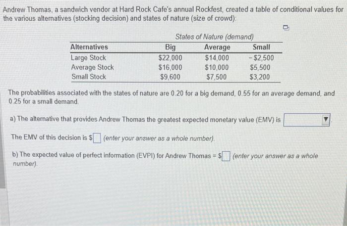 Andrew Thomas, a sandwich vendor at Hard Rock