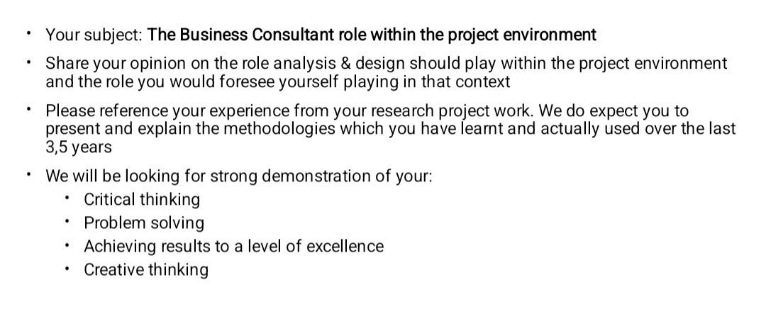 - Your subject: The Business Consultant role