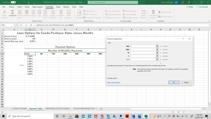 Excel Problem: Need help on what to fill into PMT