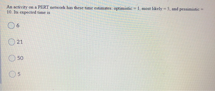 An activity on a PERT network has these time