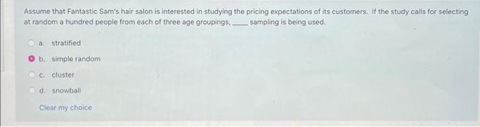 Assume that Fantastic Sam's hair salon is