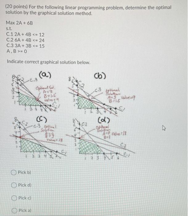 (20 points) For the following linear programming