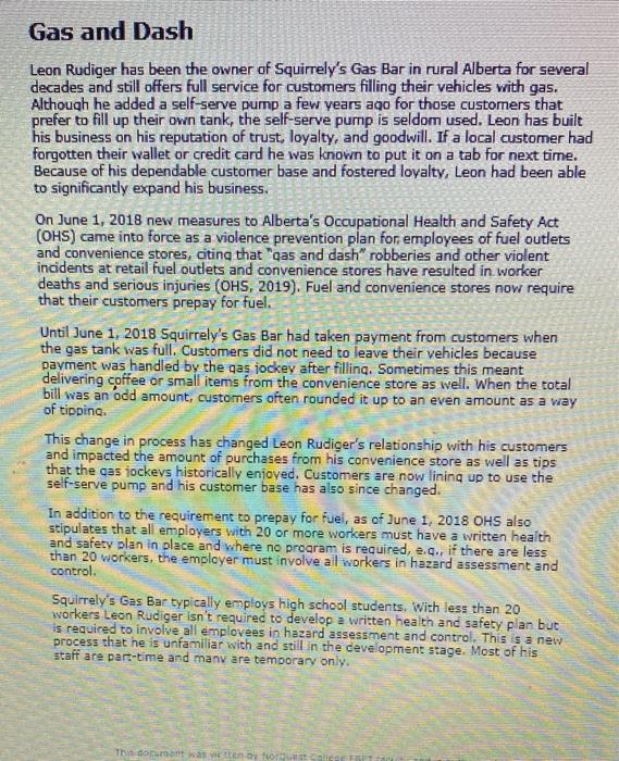please answer quetion 2,3,4 and 5 Gas and Dash