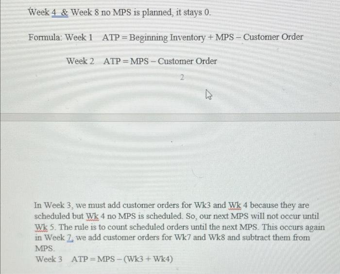 Problem 2: Given the following Master Schedule: