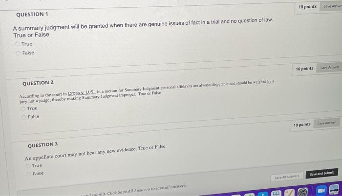 10 points Save Answe QUESTION 1 A summary