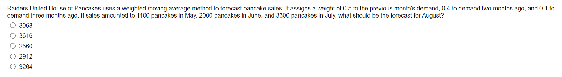 Raiders United House of Pancakes uses a weighted