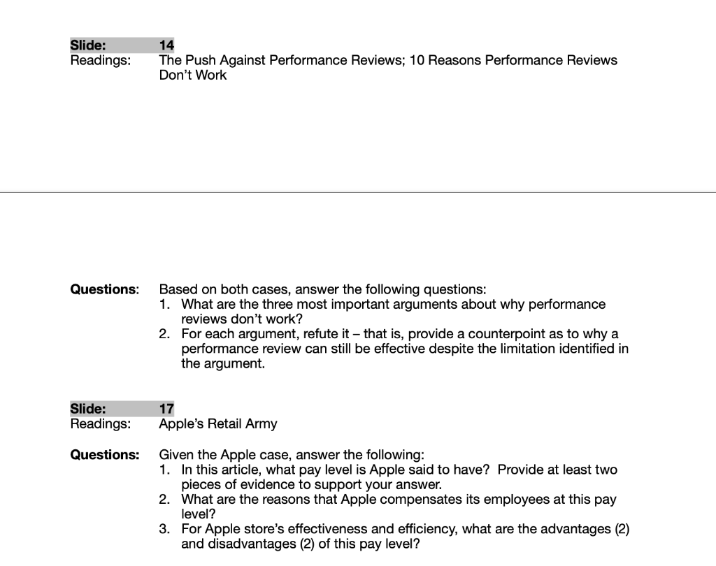Slide: Readings: 14 The Push Against Performance