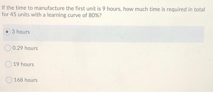 If the time to manufacture the first unit is 9