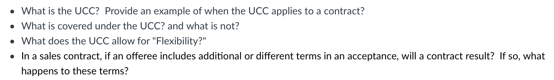 What is the UCC? Provide an example of when the